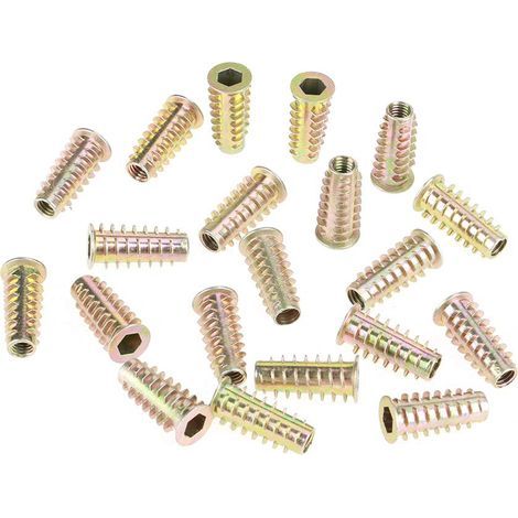 20 M6 25mm Sechskant-Möbelmuttern aus Zinklegierung mit Gewinde für Holzeinsätze (1/5)