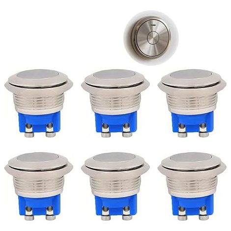 3 pièces Boutons Poussoirs Momentanés en Acier Inoxydable avec Connexions à Vis – Boutons Étanches de 19 mm, 2A, Compatible avec 12V/24V/125V/250V pour Applications Électriques Variées (1/5)