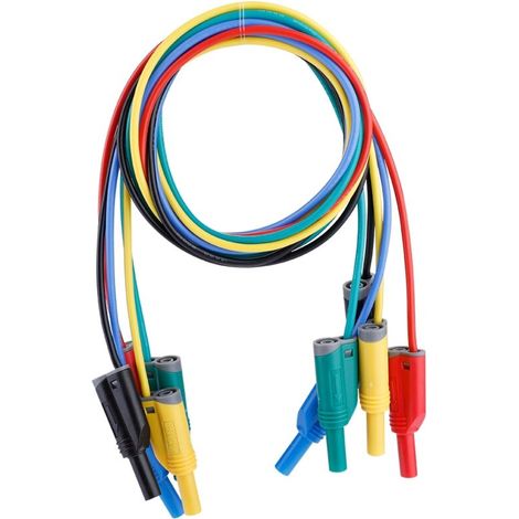 Test Clips and Crocodile Clips, 5pcs P1050-1 4mm Battery Test Lead - Soft Silicone Safety Banana Cable Set 1M - for 14AWG Test Lead for Multimeter (1/5)