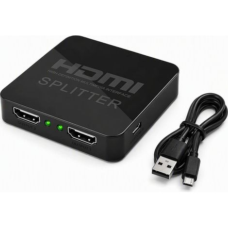 HDMI Splitter 1 Input 2 Outputs 4K, HDMI Splitter 1 in 2 Out for Duplicating Video and Audio on Two Screens Simultaneously, HDMI Doubler Compatible with TVs, Monitors and Projectors (1/5)