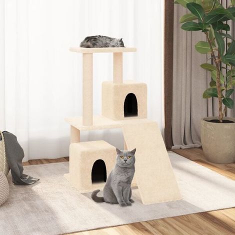 Arbre à chat avec poteaux en sisal, couleur crème, 82 cm