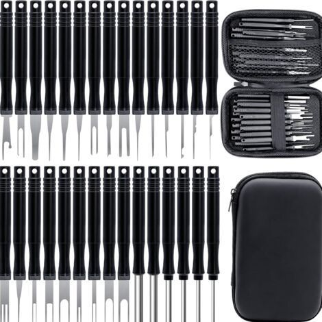30 Pcs Outils de Retrait de Terminal pour Câble de Voiture, Outil de Déverrouillage de Voiture Outils de Extracteur de Cosses pour Retrait de Connecteur de Câble de Voiture (1/4)