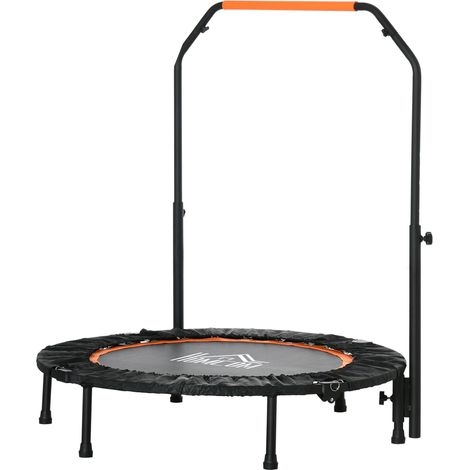 Mini trampoline de fitness pliable Ø102 cm avec poignée réglable en hauteur, capacité 100 kg, noir (1/5)