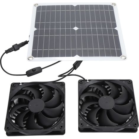 Kit ventilateur solaire 12 W 18 V, extracteur d'air solaire jusqu'à 3 000 tr/min, étanche IP65, pour petits poulaillers, serres, abris de jardin et niches pour animaux. (1/5)
