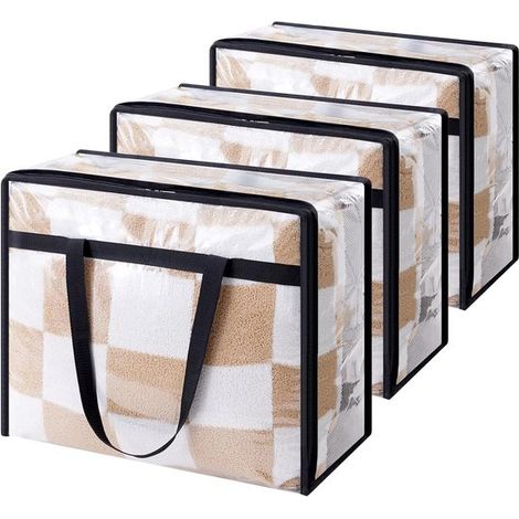 Lot de 3 sacs de rangement transparents 60 L - Sacs de rangement en PVC avec poignées - Pliables - vert (1/5)