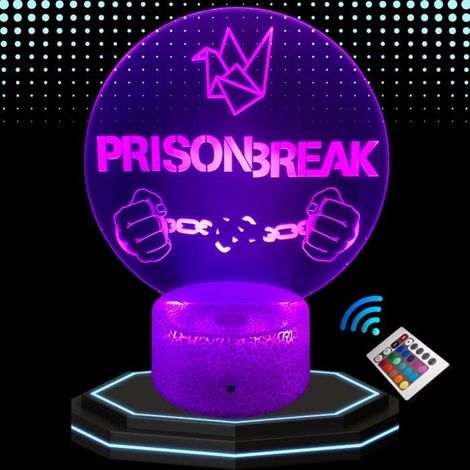 Lampe de Chevet 3D LED Série Prison Break, Veilleuse changement de Couleurs, Lampe tactile bureau et chambre, Idée Cadeau noël (1/4)