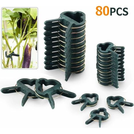 Lot de 80 clips pour plantes, clips stables, clips pour plantes, supports sécurisés pour la plantation d'arches de rosiers, treillis (40 grands + 40 petits) (1/5)