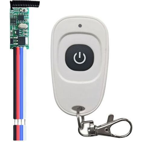 Interrupteur de télécommande RF 12 V CC, kit télécommande + récepteur 12 V, mini module relais LED haute sensibilité 433 MHz 3,5-12 V CC, pour avertisseur de porte de garage (1/5)