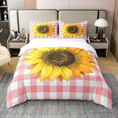 Automne Housse de Couette 100% Coton sunfower Parure de lit Enfants Garçons Filles Ados Buffle Ornement Floral Literie Set 140x200cm Thanksgiving Happy Rose Ensemble de Literie Set - 140 x 200 cm + 1 (1/5)