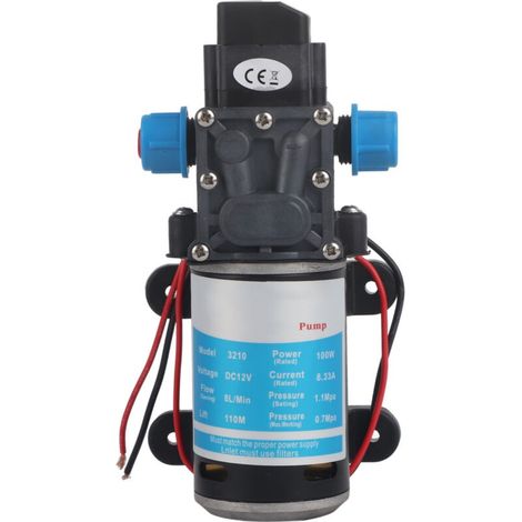 Pompe à eau 12V DC 100W – Pression 160 Psi – Débit 8 L/min – Tête 70 mètres – Auto-amorçante pour liquides propres - 160Psi (1/5)