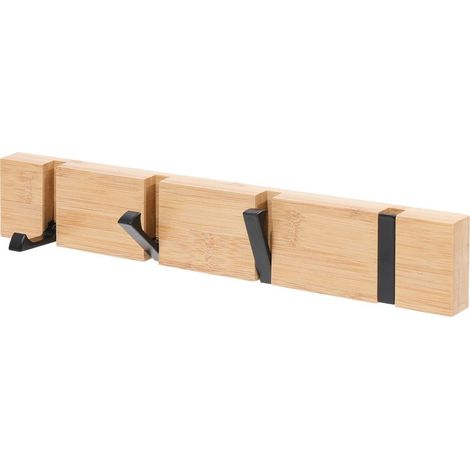Porte-manteau mural avec crochets pliables – un organisateur d'entrée moderne en bois, parfait pour les manteaux (4 crochets (1/4)