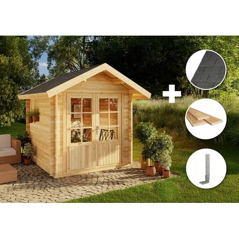 Alpholz ECO Set - Gartenhaus Palma Gartenhaus aus Holz, Holzhaus mit 28 mm Wandstärke Blockbohlenhaus (1/4)