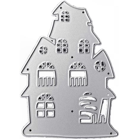 Découpe Emporte-Pièce Château de Noël en Métal, Gabarit de Découpe DIY pour Cartes, Scrapbooking, Photos, Décor Amusant, Moule à Découper Créatif (1/5)