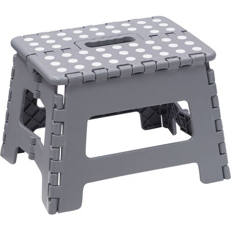 Tabouret pliant, Marchepied pour adultes et enfants, Escabeau pliant, Tabouret marchepied enfant, Tabouret pour la cuisine, salle de bain, camping, 22 cm hauteur Gris TB-022-G (1/5)