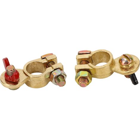 Lot de 2 bornes de batterie en laiton épais à haute conductivité pour voiture et bateau 12V 24V (1/5)