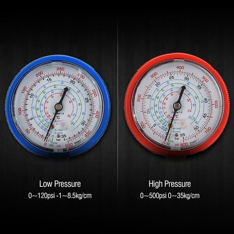 Jeu de Manomètres de Climatisation Auto 0-500 Psi, Collecteur de Diagnostic Frigoriste avec Flexibles, Jauge de Pression pour R134a R22, Kit de Contrôle de Fluide Réfrigérant (1/5)