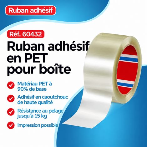 Ruban adhésif d'emballage ultra-fin écologique 90% PET recyclé transparent 48 mm x 50 m 9,3 × 9,3 × 4,8 cm 150 g – Livraison gratuite (1/5)
