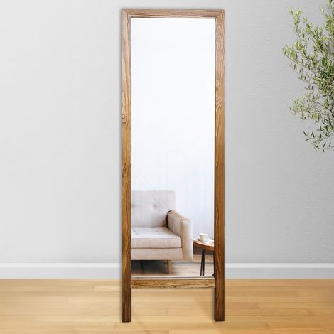 Espejo Crea, Forma Rectangular, Tipo de Suelo, Estructura Transparente, 45x145h cm Color Nogal Marrón (1/4)