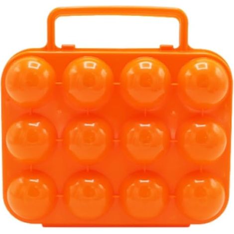 Collapsible Plastic Egg Storage Box with 12 Compartments for Outdoor Use, Camping, Picnics (Orange) (1/5)