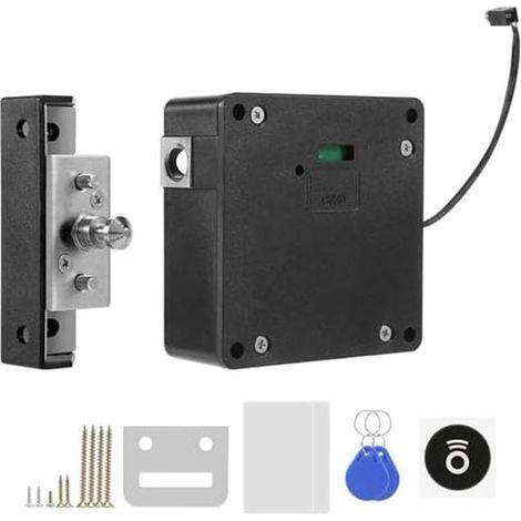Cerradura electrónica para armarios - Cerradura oculta - Protege tus muebles - Instalación sin taladrar - Para puertas de hasta 4,5 cm - Negra (1/5)