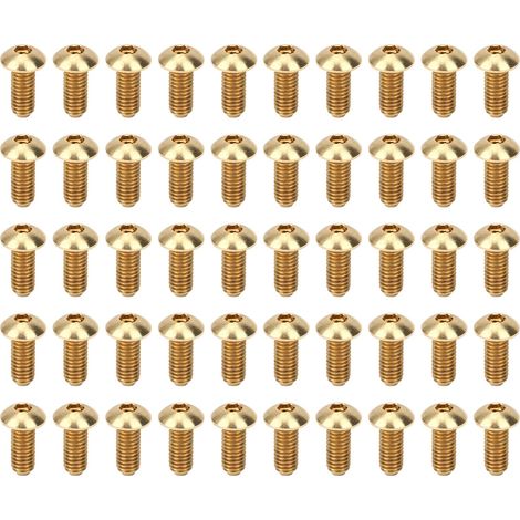 50 vis à tête bombée hexagonale en cuivre pur M4 x 10 mm - Lot de 50 pièces pour fixation et bricolage (1/5)
