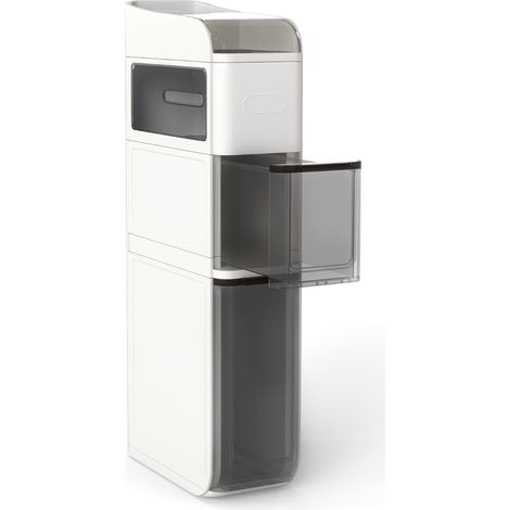 Schmaler Badezimmerschrank mit 2 Schubladen, Kosmetiktuchbox, Weiß