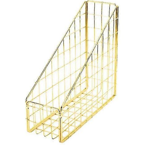 Porte-lettres/organiseur de livres style nordique en fer forgé, présentoir de bureau pour documents (doré) (1/5)