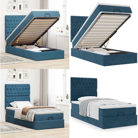 vidaXL Ottoman-Bett mit Matratzen Dunkelblau 80x200 cm Samt (1/5)