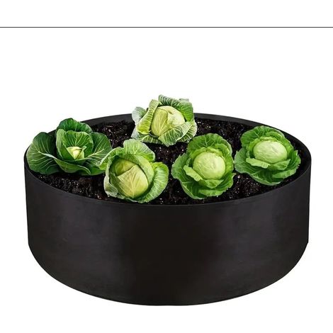 Sac de culture pour potager - Sac à plantes - Sac de jardinage - Tissu - 57 litres - Rond - 60 cm de diamètre - 60 x 20 cm - Noir (1/2)