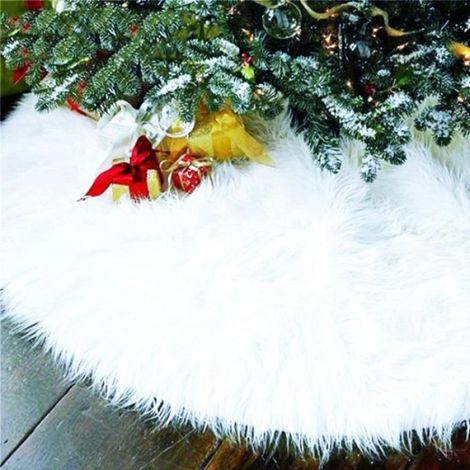 3 pièces Tapis de sapin, jupe arbre 120cm, peluche blanc épaisse, décoration Noël intérieur (1/4)