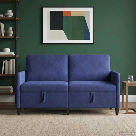 Canapé 2 places avec rangement Bleu police en polyester 152 x 78 x 87 cm - PANGIVO (1/5)