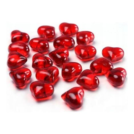 Cœurs en cristal rouges, 30 pièces, 1 paquet
