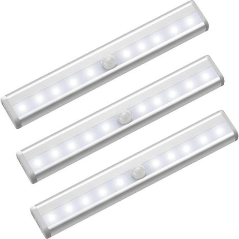 Set mit 3 LED-Bewegungsmeldern für den Innenbereich, Schrankbeleuchtung, 10 LEDs, kabellose Strahler, LED-Kleiderschrankbeleuchtung