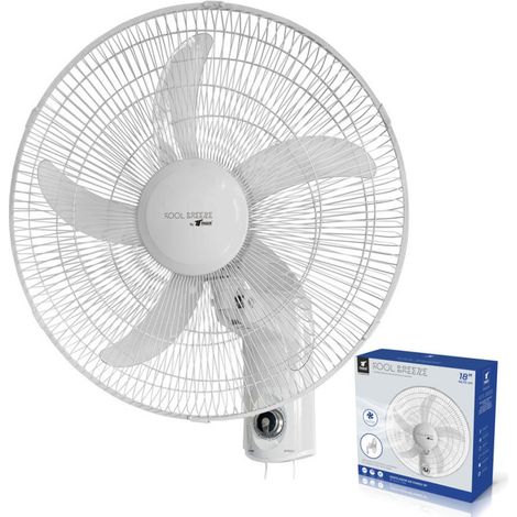 Ventilador de Pared Blanco 18" 60W Ventilador Mural 45,7 cm 3 Velocidades 5 Aspas Oscilación 90° (1/5)