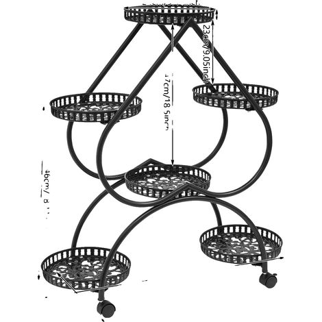 Support de Plantes, Design à 6 Plateaux, Étagère Verticale Gain de Place, noir (1/2)