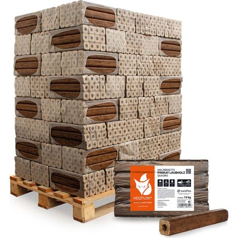 Heizfuxx Holzbriketts PiniKay Laubholz Quadro | 96 x 10kg Gebinde 960kg Palette (1/5)