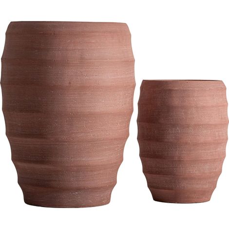 Cache pot minimaliste empilable en céramique finition terracotta - Terracotta naturel mat (1/2)