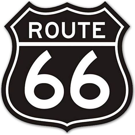 Route 66 Aufkleber, schwarz, permanente Folie, glänzendes UV-Laminat, für Motorrad, Auto, Computer (1/5)