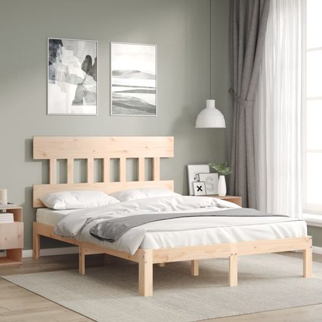 Cadre de lit sans matelas-Structure de lit 140x190 cm bois de pin massif 742671 (1/5)