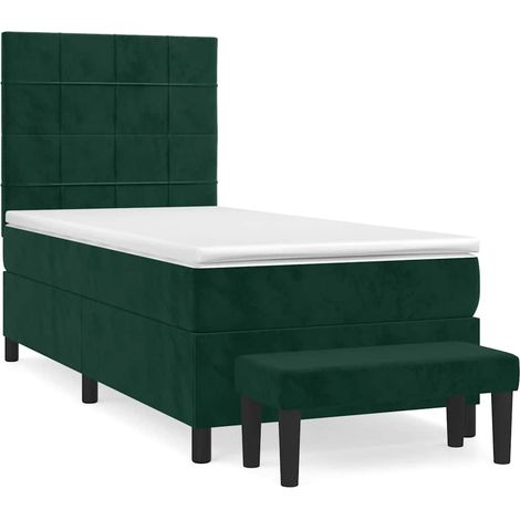 Maison Exclusive - Boxspringbett mit Matratze Dunkelgrün 90x200 c