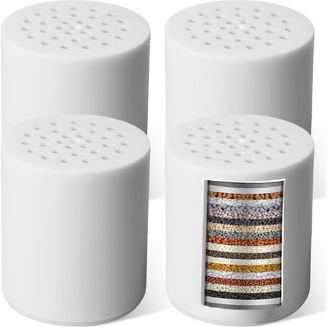 Juego de 4 filtros de ducha, 22 niveles, repuesto universal, elimina cloro, hierro, olores, cal, filtro de ducha para agua dura (1/5)