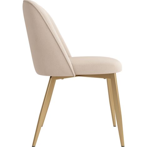 6 chaises de salle à manger, confortables et respirantes, adaptées à la salle à manger, au salon, aux cafés, etc., style moderne, tissu en velours, beige et doré (1/5)