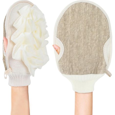 Esponja de ducha y guante exfoliante corporal de lufa 2 en 1
