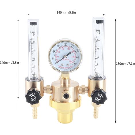 Régulateur de pression d'argon à double tube, débitmètre, réducteur de pression de gaz, filetage mâle G5/8 pour soudage (1/5)