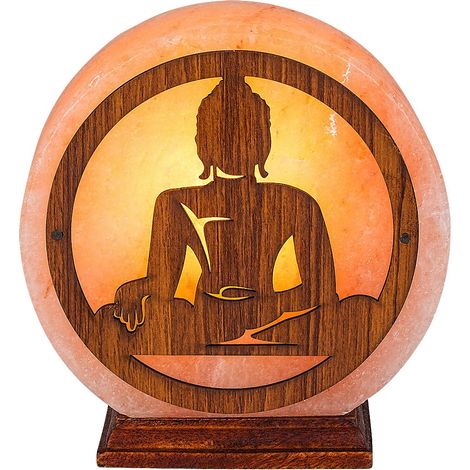 Lampe de sel orange en bois Bouddha E14 15W Zenova Rabalux (1/5)