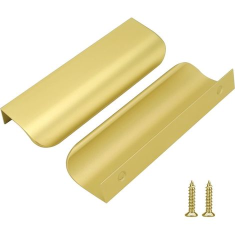 Set mit 2 vergoldeten Küchenschrankgriffen aus Aluminiumlegierung, 160 mm Lochabstand, inklusive Schrauben (1/4)