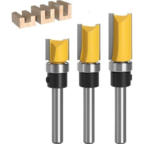 fraise a copier 6mm 3pcs, fraise defonceuse, fraise a bois, fraise affleureuse, fraises pour défonceuses, coffret fraise defonceuse (1/5)