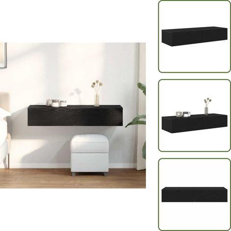 The Living Store Étagère murale avec tiroirs noir 100x36x19 cm bois d'ingénierie - Tiroirs (1/5)