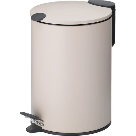 kela bidone per cosmetici 3l beige opaco, coperchio con chiusura silenziosa, bidone a pedale per bagno MATS, bidone per rifiuti da bagno con contenitore interno e maniglia per il trasporto (1/4)