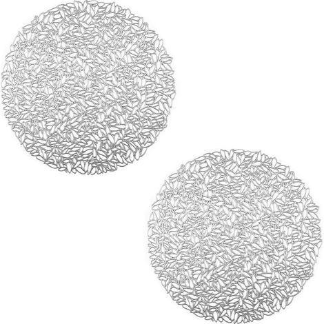 2 Pièces Round Napperon Creux, Set de Table Isolant Argent Round, PVC Environmental Anti-échaudage Tableau Isolation Mat, pour Manique, Décoration de Table (Argent) (1/5)